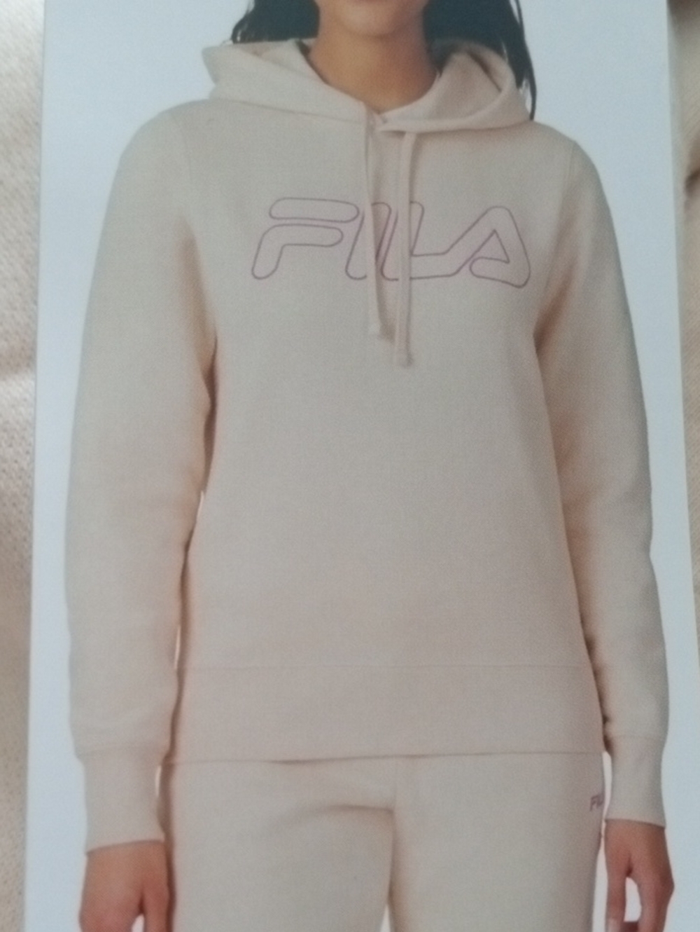 FILA Cream Crewneck Hoodie with Purple Logo